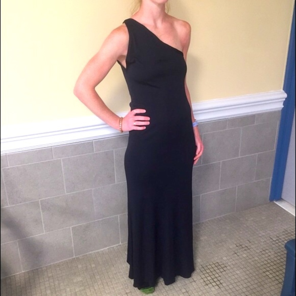 RARE JAMES DAUGHERTY Sz S Black jersey maxi dress